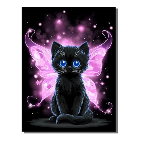 5D Diamond Painting Erwachsene, Diamant Malerei Kinder Anfänger, DIY Schmetterling Katze Diamant Painting Bilder Erwachsene Bastelset Als Geschenk Zur Entspannung und Als Wanddeko 50 x 70 cm SYLF470 von YALNSENN
