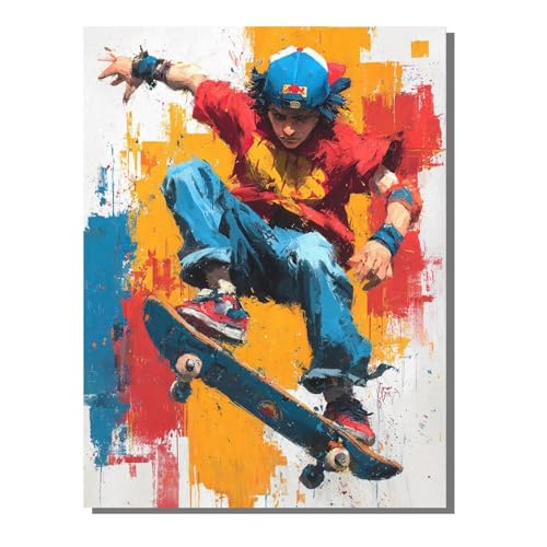 5D Diamond Painting Erwachsene, Diamant Malerei Kinder Anfänger, DIY Sport Skateboard Diamant Painting Bilder Erwachsene Bastelset Als Geschenk Zur Entspannung und Als Wanddeko 40x50cm SYLF93 von YALNSENN