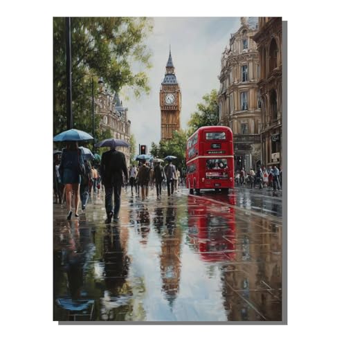 5D Diamond Painting Erwachsene, Diamant Malerei Kinder Anfänger, DIY Stadt London Diamant Painting Bilder Erwachsene Bastelset Als Geschenk Zur Entspannung und Als Wanddeko 50 x 70 cm SYLF773 von YALNSENN