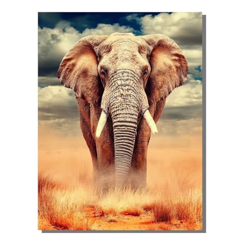 5D Diamond Painting Erwachsene, Diamant Malerei Kinder Anfänger, DIY Tier Elefant Diamant Painting Bilder Erwachsene Bastelset Als Geschenk Zur Entspannung und Als Wanddeko 50 x 70 cm SYLF550 von YALNSENN
