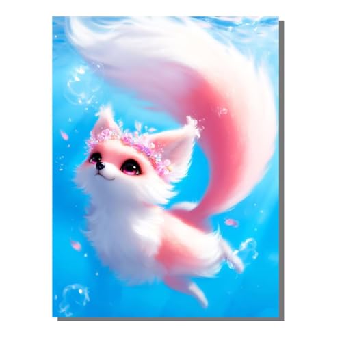 5D Diamond Painting Erwachsene, Diamant Malerei Kinder Anfänger, DIY Tier Fuchs Diamant Painting Bilder Erwachsene Bastelset Geeignet Als Geschenk, Zur Entspannung und Als Wanddeko 50 x 70 cm SYLF490 von YALNSENN
