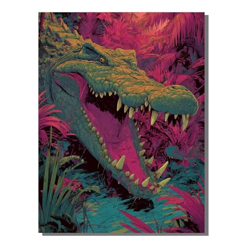 5D Diamond Painting Erwachsene, Diamant Malerei Kinder Anfänger, DIY Tier Krokodil Diamant Painting Bilder Erwachsene Bastelset Geeignet Als Geschenk, Zur Entspannung und Als Wanddeko 60x80 cm SYLF453 von YALNSENN