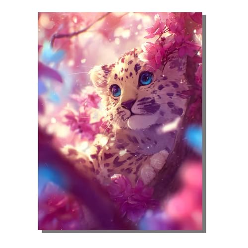 5D Diamond Painting Erwachsene, Diamant Malerei Kinder Anfänger, DIY Tier Leopard Diamant Painting Bilder Erwachsene Bastelset Geeignet Als Geschenk, Zur Entspannung und Als Wanddeko 30x40 cm SYLF53 von YALNSENN