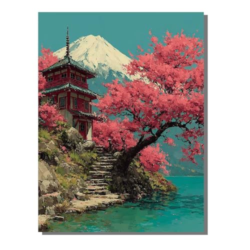 5D Diamond Painting Erwachsene, Diamant Malerei Kinder Anfänger, DIY Vulkan Fuji Landschaft Diamant Painting Bilder Erwachsene Bastelset Als Geschenk Zur Entspannung und Als Wanddeko 40x50cm SYLF79 von YALNSENN