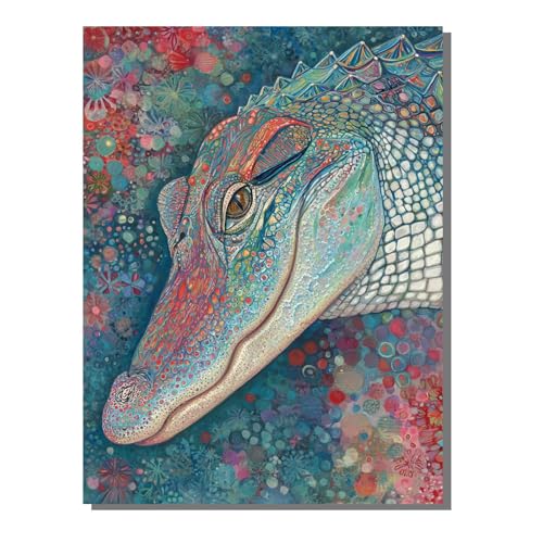 Abstrakt Krokodil Diamond Painting Erwachsene, 5D Diamant Kunst Kinder Kits, DIY Erwachsene Mosaikherstellung Basteln Diamant Malerei Bilder Set für Wanddekoration, Geschenke 80x100 cm SYLF441 von YALNSENN