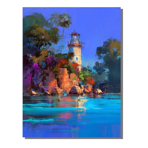 Abstrakt Leuchtturm Diamond Painting Erwachsene, 5D Diamant Kunst Kinder Kits, DIY Erwachsene Mosaikherstellung Basteln Diamant Malerei Bilder Set für Wanddekoration, Geschenke 60x80 cm SYLF763 von YALNSENN