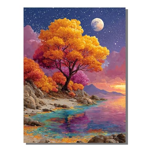 Baum Landschaft Diamond Painting Erwachsene, 5D Diamant Kunst Kinder Kits, DIY Erwachsene Mosaikherstellung Basteln Diamant Malerei Bilder Set für Weihnachten Wanddekoration, Geschenke 40x50cm SYLF16 von YALNSENN