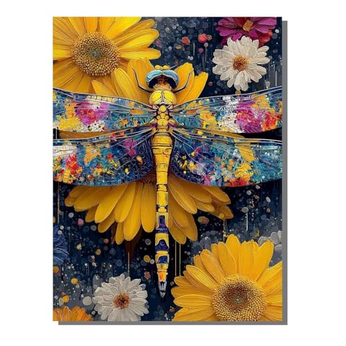 Blume Insekt Diamond Painting Erwachsene, 5D Diamant Kunst Kinder Kits, DIY Erwachsene Mosaikherstellung Basteln Diamant Malerei Bilder Set für Weihnachten Wanddekoration, Geschenke 40x50cm SYLF83 von YALNSENN