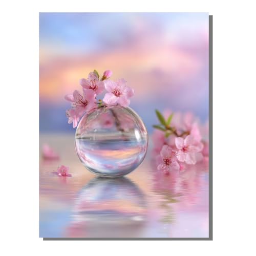 Blume Kristall Diamond Painting Erwachsene, 5D Diamant Kunst Kinder Kits, DIY Erwachsene Mosaikherstellung Basteln Diamant Malerei Bilder Set für Weihnachten Wanddekoration, Geschenke 60x80 cm SYLF781 von YALNSENN