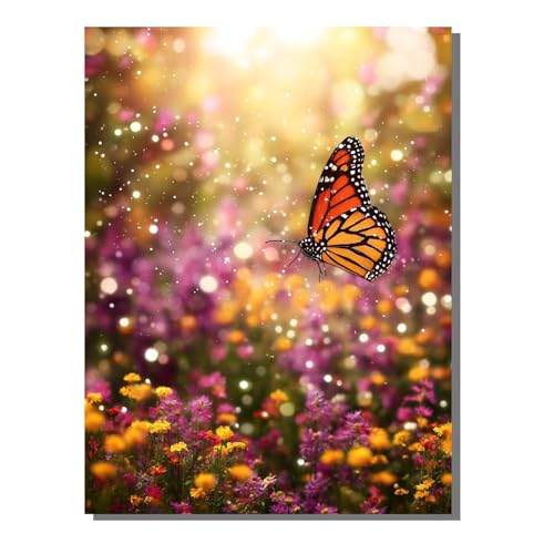 Blume Schmetterling Diamond Painting Erwachsene, 5D Diamant Kunst Kinder Kits, DIY Erwachsene Mosaikherstellung Basteln Diamant Malerei Bilder Set für Wanddekoration, Geschenke 50 x 70 cm SYLF447 von YALNSENN
