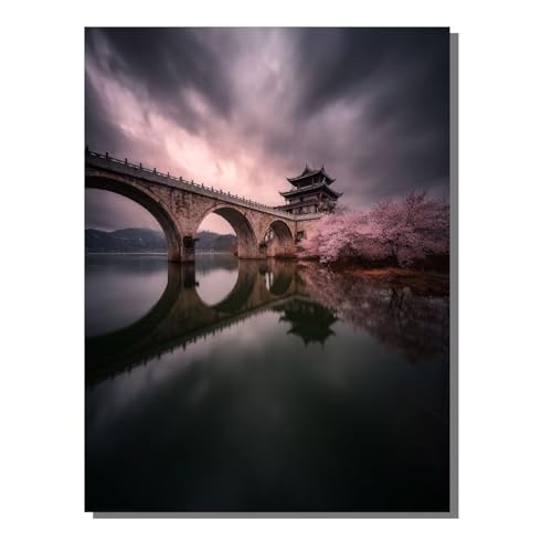 Brücke See Diamond Painting Erwachsene, 5D Diamant Kunst Kinder Kits, DIY Erwachsene Mosaikherstellung Basteln Diamant Malerei Bilder Set für Weihnachten Wanddekoration, Geschenke 40x50cm SYLF172 von YALNSENN