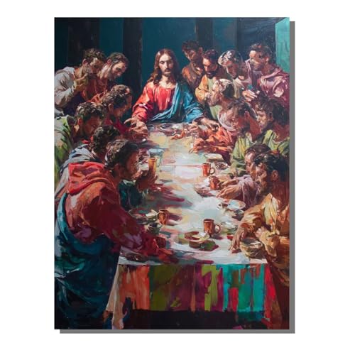 Das letzte Abendmahl Abstrakt Diamond Painting Erwachsene, 5D Diamant Kunst Kinder Kits, DIY Erwachsene Mosaikherstellung Basteln Diamant Malerei Bilder Set für Wanddekoration 80x100 cm SYLF783 von YALNSENN