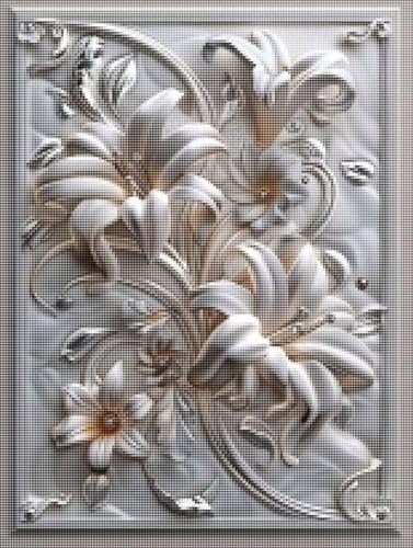 Diamond Painting Kinder Lilie 5D Diamond Painting Blumen Bilder DIY Full drill Crystal Strass Stickerei Mosaic Diamant Malerei Bastelset Geeignet Als Geschenk Entspannung und Wanddeko 40 X 50cm 2-0 von YALNSENN