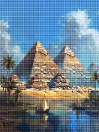 Diamond Painting Pyramide Diamond Painting Erwachsene Groß XXL äGypten Full drill Daiment Malerei Erwachsene, 5D Diamant Art Mosaic Bastelset Kunst-Design-Stickerei Set für Dekoration 40 X 50cm R-C von YALNSENN