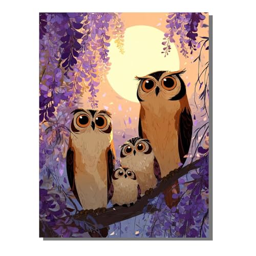 Eule Tier Diamond Painting Erwachsene, 5D Diamant Kunst Kinder Kits, DIY Erwachsene Mosaikherstellung Basteln Diamant Malerei Bilder Set für Weihnachten Wanddekoration, Geschenke 30x40 cm SYLF56 von YALNSENN