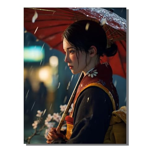 Frau Geisha Diamond Painting Erwachsene, 5D Diamant Kunst Kinder Kits, DIY Erwachsene Mosaikherstellung Basteln Diamant Malerei Bilder Set für Weihnachten Wanddekoration, Geschenke 80x100 cm SYLF523 von YALNSENN