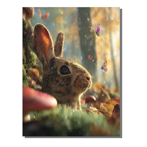 Kaninchen Schmetterling Diamond Painting Erwachsene, 5D Diamant Kunst Kinder Kits, DIY Erwachsene Mosaikherstellung Basteln Diamant Malerei Bilder Set für Wanddekoration, Geschenke 60x80 cm SYLF485 von YALNSENN