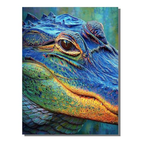 Krokodil Tier Diamond Painting Erwachsene, 5D Diamant Kunst Kinder Kits, DIY Erwachsene Mosaikherstellung Basteln Diamant Malerei Bilder Set für Weihnachten Wanddekoration, Geschenke 40x50cm SYLF440 von YALNSENN