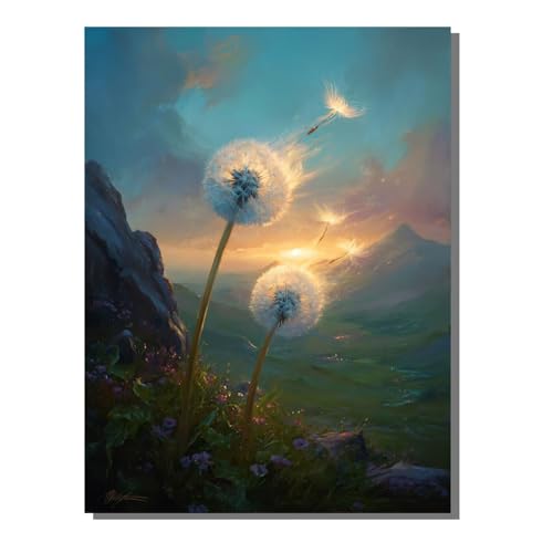 Landschaft Löwenzahn Diamond Painting Erwachsene, 5D Diamant Kunst Kinder Kits, DIY Erwachsene Mosaikherstellung Basteln Diamant Malerei Bilder Set für Wanddekoration, Geschenke 30x40 cm SYLF529 von YALNSENN