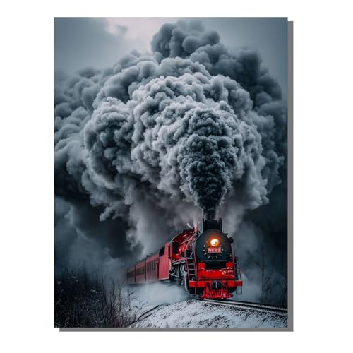 Landschaft Zug Diamond Painting Erwachsene, 5D Diamant Kunst Kinder Kits, DIY Erwachsene Mosaikherstellung Basteln Diamant Malerei Bilder Set für Weihnachten Wanddekoration, Geschenke 40x50cm SYLF160 von YALNSENN