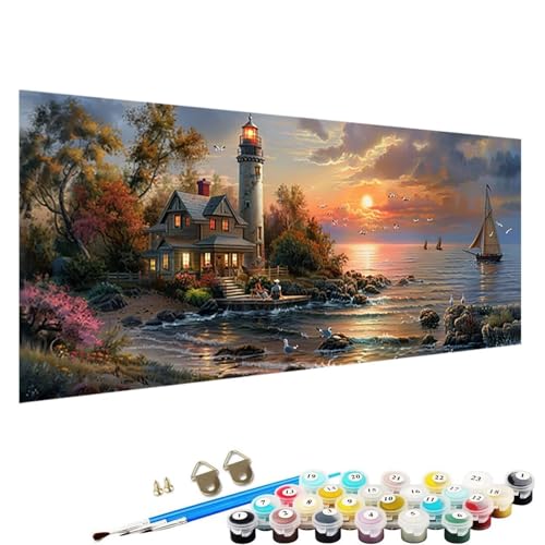 Malen Nach Zahlen Erwachsene-Malen Nach Zahlen Leuchtturm, DIY Acrylfarbe Malen Nach Zahlen Erwachsene Set Als Heimdekoration 90x40cm Malen Nach Zahlen Schipper Sonnenuntergang Y-Zt Malen Nach Zahlen Erwachsene-Malen Nach Zahlen Leuchtturm, DIY Acrylfarbe Malen Nach Zahlen Erwachsene Set Als Heimdekoration 90x40cm Malen Nach Zahlen Schipper Sonnenuntergang Y-Zt von YALNSENN