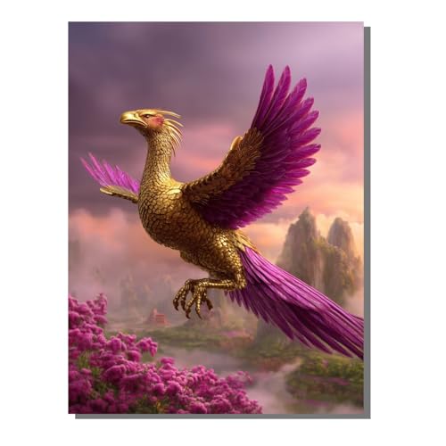 Phönix Vogel Diamond Painting Erwachsene, 5D Diamant Kunst Kinder Kits, DIY Erwachsene Mosaikherstellung Basteln Diamant Malerei Bilder Set für Weihnachten Wanddekoration, Geschenke 30x40 cm SYLF527 von YALNSENN