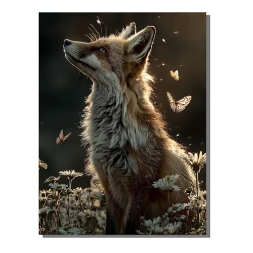 Schmetterling Fuchs Diamond Painting Erwachsene, 5D Diamant Kunst Kinder Kits, DIY Erwachsene Mosaikherstellung Basteln Diamant Malerei Bilder Set für Wanddekoration, Geschenke 30x40 cm SYLF49 von YALNSENN