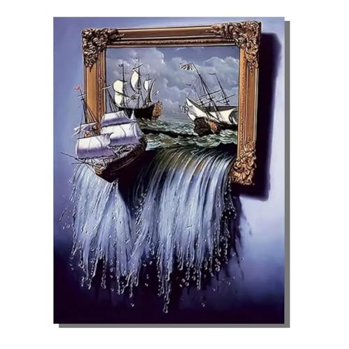Segelboot Landschaft Diamond Painting Erwachsene, 5D Diamant Kunst Kinder Kits, DIY Erwachsene Mosaikherstellung Basteln Diamant Malerei Bilder Set für Wanddekoration, Geschenke 40x50cm SYLF3 von YALNSENN