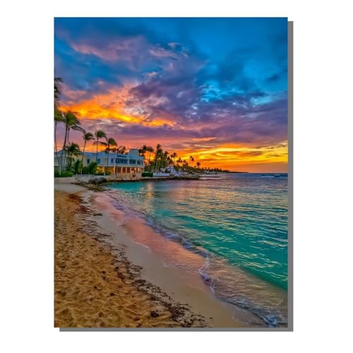 Sonnenuntergang Strand Diamond Painting Erwachsene, 5D Diamant Kunst Kinder Kits, DIY Erwachsene Mosaikherstellung Basteln Diamant Malerei Bilder Set für Wanddekoration, Geschenke 30x40 cm SYLF360 von YALNSENN