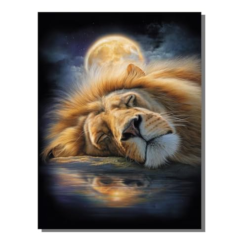 Tier Löwe Diamond Painting Erwachsene, 5D Diamant Kunst Kinder Kits, DIY Erwachsene Mosaikherstellung Basteln Diamant Malerei Bilder Set für Weihnachten Wanddekoration, Geschenke 50 x 70 cm SYLF554 von YALNSENN