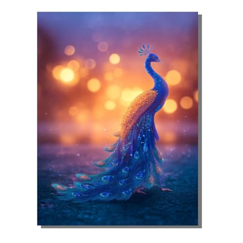 Tier Pfau Diamond Painting Erwachsene, 5D Diamant Kunst Kinder Kits, DIY Erwachsene Mosaikherstellung Basteln Diamant Malerei Bilder Set für Weihnachten Wanddekoration, Geschenke 30x40 cm SYLF340 von YALNSENN