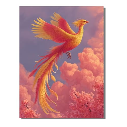 Tier Phönix Diamond Painting Erwachsene, 5D Diamant Kunst Kinder Kits, DIY Erwachsene Mosaikherstellung Basteln Diamant Malerei Bilder Set für Weihnachten Wanddekoration, Geschenke 30x40 cm SYLF140 von YALNSENN