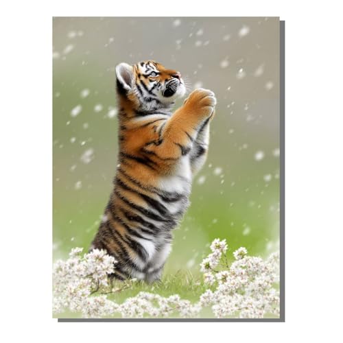 Tier Tiger Diamond Painting Erwachsene, 5D Diamant Kunst Kinder Kits, DIY Erwachsene Mosaikherstellung Basteln Diamant Malerei Bilder Set für Weihnachten Wanddekoration, Geschenke 30x40 cm SYLF105 von YALNSENN