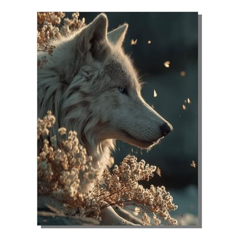 Tier Wolf Diamond Painting Erwachsene, 5D Diamant Kunst Kinder Kits, DIY Erwachsene Mosaikherstellung Basteln Diamant Malerei Bilder Set für Weihnachten Wanddekoration, Geschenke 40x50cm SYLF18 von YALNSENN