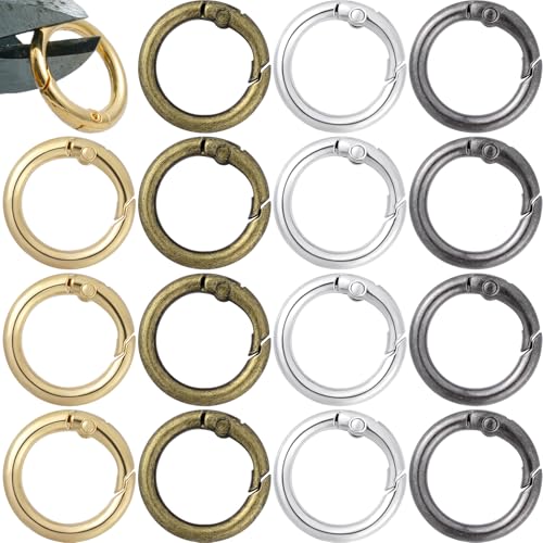YALOJE 16 x Feder-O-Ring-Clips, 4 Farben, 2,3 cm, Mini-Karabiner-Clips, Metall, runde Feder-Schnapp-Schlüsselanhängerringe für Schlüssel, Handwerk, Handtaschen YALOJE 16 x Feder-O-Ring-Clips, 4 Farben, 2,3 cm, Mini-Karabiner-Clips, Metall, runde Feder-Schnapp-Schlüsselanhängerringe für Schlüssel, Handwerk, Handtaschen von YALOJE