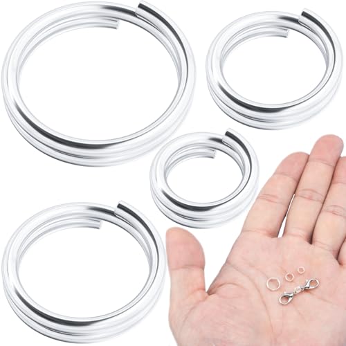 YALOJE 4 x geteilte Biegeringe, 925er-Sterlingsilber, kleine offene Binderinge für Schmuckherstellung, 4/5/6/8 mm Schlüsselringe für DIY-Zubehör, Armband YALOJE 4 x geteilte Biegeringe, 925er-Sterlingsilber, kleine offene Binderinge für Schmuckherstellung, 4/5/6/8 mm Schlüsselringe für DIY-Zubehör, Armband von YALOJE