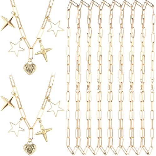 YALOJE 8 Stück Büroklammer-Charm-Ketten, vergoldete Legierungsketten für Schmuckherstellung, verstellbare Halskette, glänzend, Bulk Link Kabel für Frauen, Basteln YALOJE 8 Stück Büroklammer-Charm-Ketten, vergoldete Legierungsketten für Schmuckherstellung, verstellbare Halskette, glänzend, Bulk Link Kabel für Frauen, Basteln von YALOJE
