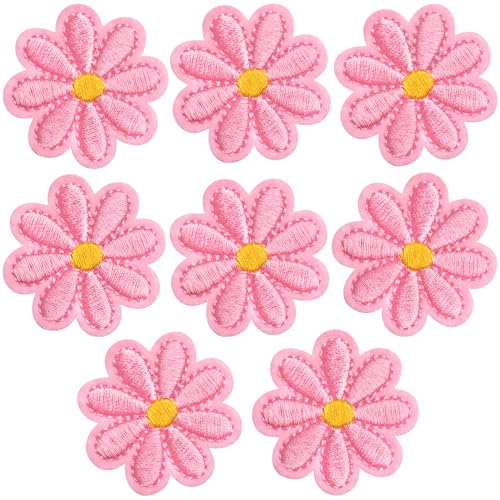 YALOJE 8 Stück kleine Gänseblümchen zum Aufbügeln, hellrosa, lebendiges Gänseblümchen, bestickte Applikation, niedliches Blumenmuster, zum Aufnähen auf Dekoration, Patches für Rucksäcke, Jacken, Jeans YALOJE 8 Stück kleine Gänseblümchen zum Aufbügeln, hellrosa, lebendiges Gänseblümchen, bestickte Applikation, niedliches Blumenmuster, zum Aufnähen auf Dekoration, Patches für Rucksäcke, Jacken, Jeans von YALOJE