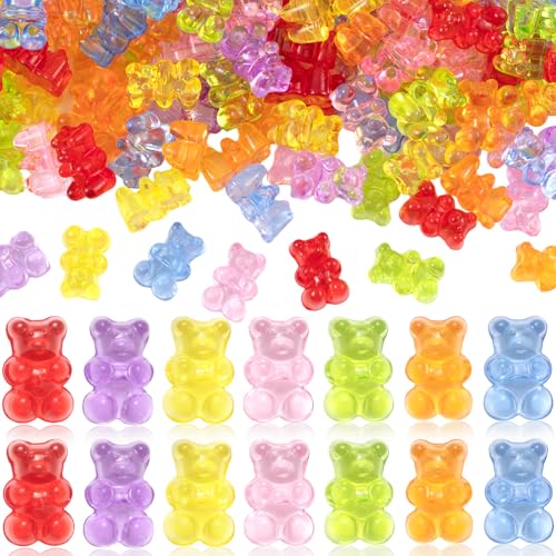 YALOJE Acryl-Bär-Perlen zur Schmuckherstellung, klare Gummibär-Perlen mit Loch, niedlicher bunter kleiner Bären-Charm, DIY-Zubehör für Halskette, Armband, Ohrringe, 7 Farben, 140 Stück YALOJE Acryl-Bär-Perlen zur Schmuckherstellung, klare Gummibär-Perlen mit Loch, niedlicher bunter kleiner Bären-Charm, DIY-Zubehör für Halskette, Armband, Ohrringe, 7 Farben, 140 Stück von YALOJE