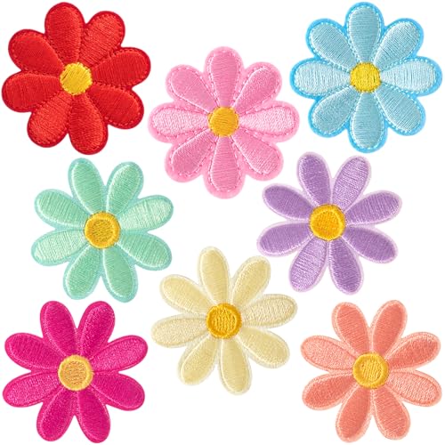 YALOJE Aufnäher zum Aufbügeln, Motiv: kleine Gänseblümchen, 8 Farben, lebendige Gänseblümchen, bestickte Applikation, niedliches Blumenmuster, zum Aufnähen für Rucksäcke, Jacken, Jeans, 4 x 4 cm, 8 YALOJE Aufnäher zum Aufbügeln, Motiv: kleine Gänseblümchen, 8 Farben, lebendige Gänseblümchen, bestickte Applikation, niedliches Blumenmuster, zum Aufnähen für Rucksäcke, Jacken, Jeans, 4 x 4 cm, 8 von YALOJE
