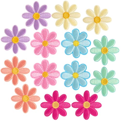 YALOJE Aufnäher zum Aufbügeln, kleine Gänseblümchen, 7 Farben, lebendige Gänseblümchen, bestickte Applikation, niedliches Blumenmuster, zum Aufnähen, für Rucksäcke, Jacken, Jeans, 4 x 4 cm, 14 Stück YALOJE Aufnäher zum Aufbügeln, kleine Gänseblümchen, 7 Farben, lebendige Gänseblümchen, bestickte Applikation, niedliches Blumenmuster, zum Aufnähen, für Rucksäcke, Jacken, Jeans, 4 x 4 cm, 14 Stück von YALOJE