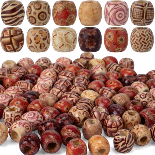 YALOJE Holzperlen mit großem Loch, bunte Naturholzperlen für Haare, 1,7 x 1,6 cm, lose Abstandshalter, Schmuck, DIY-Perlen für Makramee, Armbänder, handgefertigte Dekoration, 80 Stück YALOJE Holzperlen mit großem Loch, bunte Naturholzperlen für Haare, 1,7 x 1,6 cm, lose Abstandshalter, Schmuck, DIY-Perlen für Makramee, Armbänder, handgefertigte Dekoration, 80 Stück von YALOJE