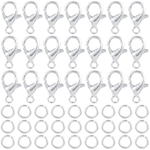 YALOJE Karabinerverschlüsse, versilberte Halskettenverschlüsse und Verschlüsse, federbelastete Schmuckherstellung, Verschlüsse für Halskette, Armband, DIY, 130 Stück von YALOJE