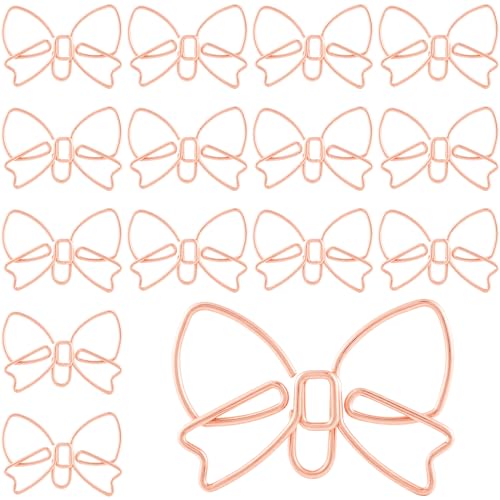 YALOJE Mini-Büroklammern in Schleifenform, rotgold, ausgefallene Büroklammern, niedliche Schleife, Metall-Lesezeichen, dekorative Papierklemmenhalter für Dokumente, Büro, Zuhause, 15 Stück YALOJE Mini-Büroklammern in Schleifenform, rotgold, ausgefallene Büroklammern, niedliche Schleife, Metall-Lesezeichen, dekorative Papierklemmenhalter für Dokumente, Büro, Zuhause, 15 Stück von YALOJE