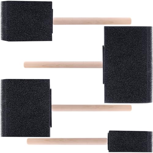 YALOJE Schaumstoff-Pinsel, 4 Stück, 2,5 cm/5,1 cm/7,6 cm/10,2 cm, wiederverwendbare Schwammpinsel mit Holzgriff, zum Färben, flexible Bastelschaumpinsel für DIY-Malerei, Lacke, Reinigung, Schwarz YALOJE Schaumstoff-Pinsel, 4 Stück, 2,5 cm/5,1 cm/7,6 cm/10,2 cm, wiederverwendbare Schwammpinsel mit Holzgriff, zum Färben, flexible Bastelschaumpinsel für DIY-Malerei, Lacke, Reinigung, Schwarz von YALOJE