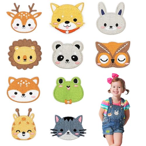YALiya 10 Stück Bügelflicken Kinder, Flicken zum Aufbügeln, Flicken zum Aufbügeln Kinder, Aufnäher Kinder, Patches zum Aufbügeln, DIY-Bügelaufnäher für Hosen, Jeans, T-Shirts und Textilien (Tierstil) von YALiya