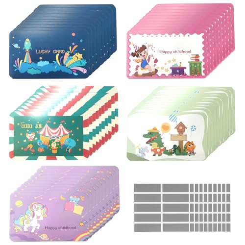 YALiya 100 Rubbellose Selber Machen, Sheets Rubbelaufkleber, 5 Stile Rubbeletiketten, Überraschungen Scratch Sticker, Rubbelsticker Selber Machen für Spiel DIY Geschenke（Silber） von YALiya