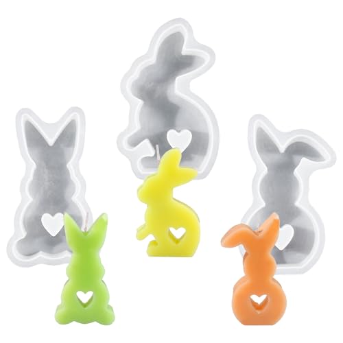 YALiya Silikonformen Kerzen, 3 Stück Silikonform Osterhase, DIY Epoxidharz Formen Silikon mit Hasenmotiv, für Gips, Sojawachs Kerzen, Seife, Candle, Handwerk YALiya Silikonformen Kerzen, 3 Stück Silikonform Osterhase, DIY Epoxidharz Formen Silikon mit Hasenmotiv, für Gips, Sojawachs Kerzen, Seife, Candle, Handwerk von YALiya