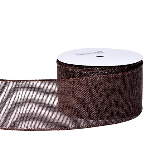 YAMA Braunes Drahtband, 6,3 cm x 9,1 m, Jutebänder für Geschenkverpackungen, Blumenstrauß, Weihnachtsbaum, Kranzschleifen YAMA Braunes Drahtband, 6,3 cm x 9,1 m, Jutebänder für Geschenkverpackungen, Blumenstrauß, Weihnachtsbaum, Kranzschleifen von YAMA