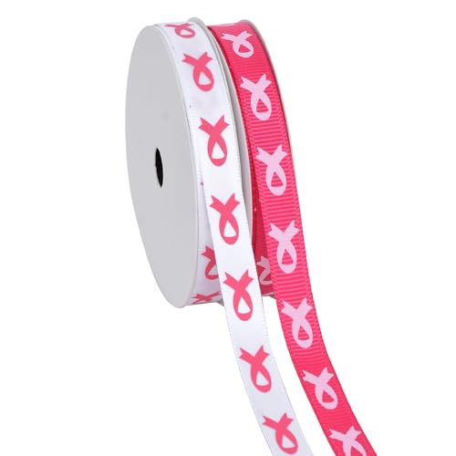 YAMA Brustkrebsband, 1,9 cm, insgesamt 20 Meter, Brustkrebsband, Ripsband mit Satinbändern für Krebsbewusstsein für Geschenkverpackungen, Bastelarbeiten von YAMA